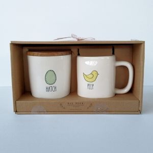 RAE DUNN Easter HATCH Canister & PEEP Mug Set NEW
